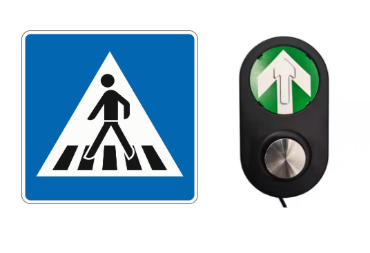 zebrapad veilig maken met oplichtend verkeersbord met drukknop