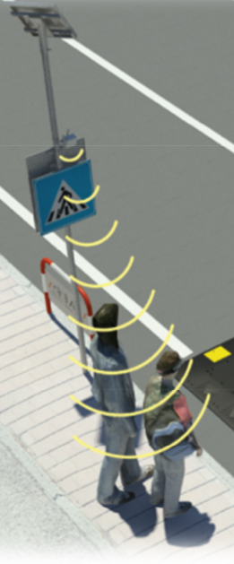 Fußgangerüberwege Verkehrszeichen mit Bewegungsmelder mit LED und Solar