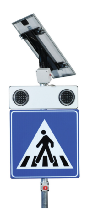 Verkehrszeichen für Fußgangerüberwege mit Bewegungsmelder mit LED und Solar
