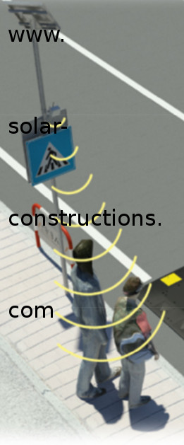 crosswalk safety with flashing leds and movement sensor warning
